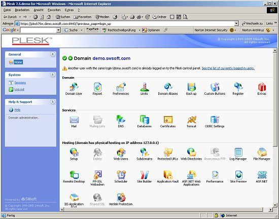 Plesk Powerpanel Screenshot