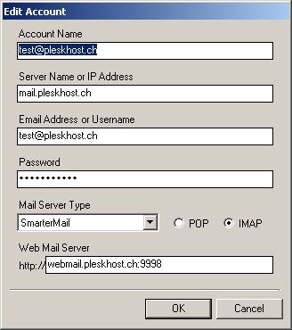 SmarterMail online Monitor Emailkonfiguration